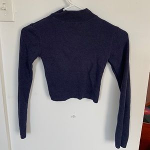 Navy PacSun Mockneck Cropped Turtleneck